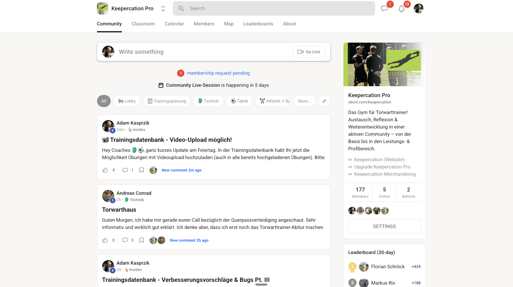 Keepercation Pro Community-Feed auf Skool